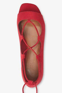 Red Ankle Wrap Peep Toe Shoes - Allsport