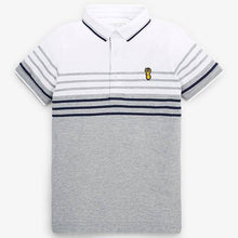 Load image into Gallery viewer, Grey/Ecru Colourblock Poloshirt (3-12yrs) - Allsport
