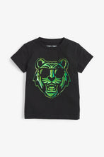 Load image into Gallery viewer, Black Organic Cotton Foil Tiger T-Shirt (3mths-5yrs) - Allsport
