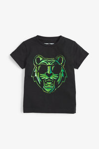 Black Organic Cotton Foil Tiger T-Shirt (3mths-5yrs) - Allsport