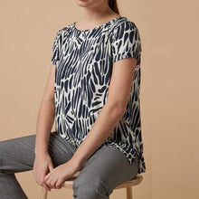 Load image into Gallery viewer, Zebra Print Short Sleeves Pleat Back Top - Allsport
