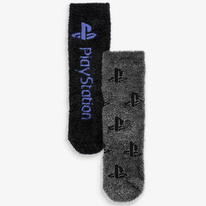 Black/Grey 2 Pack PlayStation™ Cosy Socks (Older) - Allsport