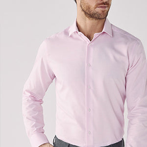 Blue/Pink Slim Fit Single Cuff Shirts 2 Pack - Allsport