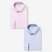 Load image into Gallery viewer, Blue/Pink Slim Fit Single Cuff Shirts 2 Pack - Allsport
