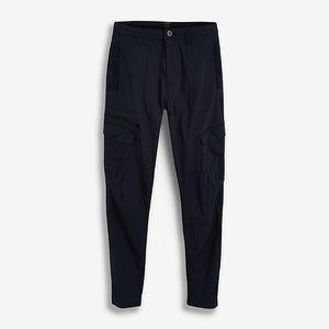 Navy Blue Slim Fit Stretch Utility Trousers