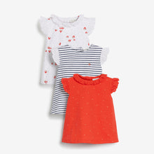 Load image into Gallery viewer, Red/White/Navy 3 Pack Strawberry Tops (0mths-6mths) - Allsport
