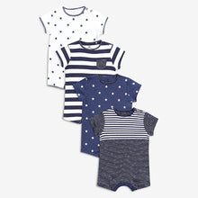 Load image into Gallery viewer, 4PK NAVY STAR ROMPERS (3MTHS-18MTHS) - Allsport

