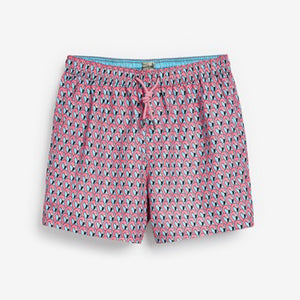 Coral Pink Flamingo Print Swim Shorts - Allsport