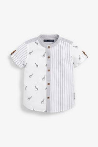 White Short Sleeve Giraffe Print Stripe Shirt - Allsport