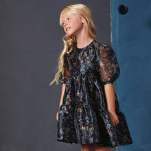 Load image into Gallery viewer, Black Floral Tiered Organza Dress (3-12yrs) - Allsport
