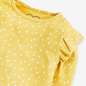 Yellow Dash Long Sleeve Rib T-Shirt (3mths-6yrs) - Allsport