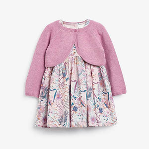 Lilac Floral Prom Dress And Cardigan Set (0mths-18mths) - Allsport