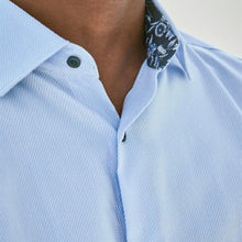Load image into Gallery viewer, Blue Floral Slim Fit Single Cuff  Contrast Trim Shirt - Allsport
