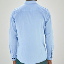 Load image into Gallery viewer, Blue Floral Slim Fit Single Cuff Contrast Trim Shirt - Allsport
