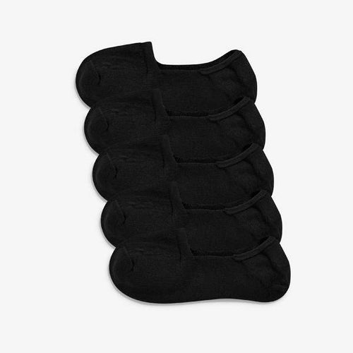 Black Cushion Sole Invisible Trainer Socks Five Pack - Allsport