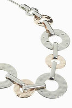 Load image into Gallery viewer, Silver Tone/Rose Gold Tone Hammered Links Short Necklace - Allsport
