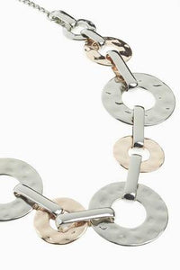 Silver Tone/Rose Gold Tone Hammered Links Short Necklace - Allsport