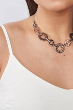 Load image into Gallery viewer, Silver Tone/Rose Gold Tone Hammered Links Short Necklace - Allsport
