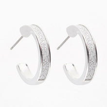 Load image into Gallery viewer, Silver Tone Mixed Metal Sparkle Hoop Earrings Three Pack - Allsport
