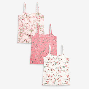 Pink/Cream 3 Pack Oriental Strappy Cami Vests (1.5-12yrs)