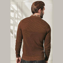 Load image into Gallery viewer, Tan Contrast Stitch Mock Shirt Jumper - Allsport
