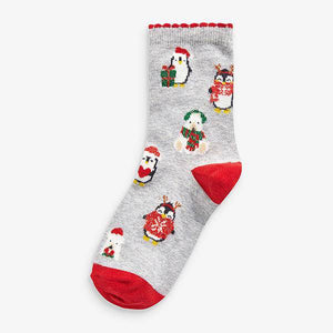 Red 5 Pack Penguin Ankle Socks - Allsport