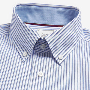 Blue Stripe and Check Slim Fit Single Shirts 3 Pack