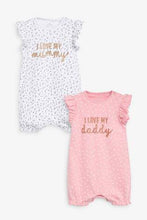Load image into Gallery viewer, Pink 2 Pack Leopard Mum &amp; Dad Romper  ( up to 18 months) - Allsport
