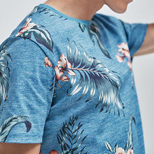 Load image into Gallery viewer, Blue Floral Print Regular Fit T-Shirt - Allsport
