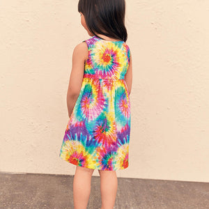 Rainbow Tie Dye Cotton Dress (3mths-6yrs) - Allsport