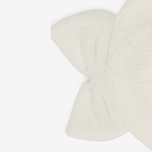 Cream Velvet Bow Baby Hat (0mths-3mths) - Allsport