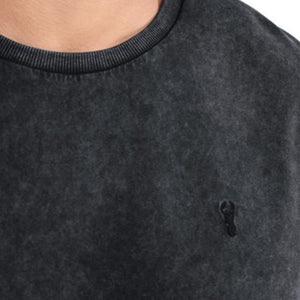 Charcoal Grey Black Acid Wash Stag T-Shirt