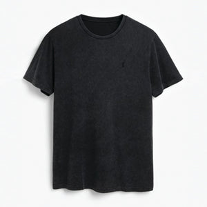 Charcoal Grey Black Acid Wash Stag T-Shirt