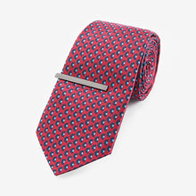 Load image into Gallery viewer, Red Moon With Tie Clip Pattern Tie
