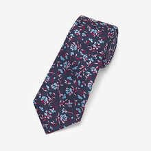 Load image into Gallery viewer, Steel Blue Fuchsia Floral 2 Pack Ties With Tie Clip
