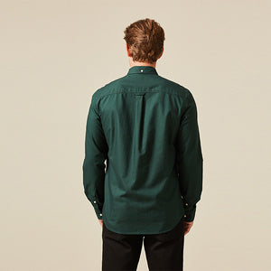 Dark Green With Stag Long Sleeve Oxford Shirt