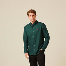 Load image into Gallery viewer, Dark Green With Stag Long Sleeve Oxford Shirt
