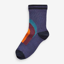 Load image into Gallery viewer, 7 Pack Navy Rainbow Transport  Cotton Rich Socks
