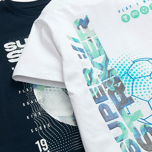 2 Pack Graphic T-Shirts White / Dark Blue (3-12yrs) - Allsport