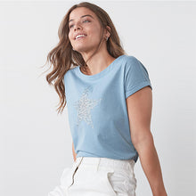 Load image into Gallery viewer, Blue Star Curved Hem T-Shirt - Allsport
