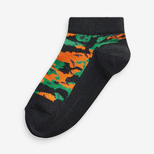 Load image into Gallery viewer, Orange/Green/Blue Camouflage 7 Pack Cotton Rich Trainer Socks (Older Boys)
