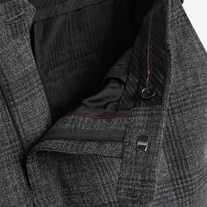 Dark Grey Check Slim Fit Suit: Trousers