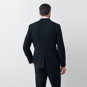 Black Skinny Fit Motion Flex Stretch Suit: Jacket