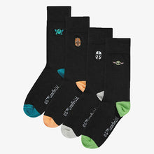Load image into Gallery viewer, Black socks embrodery 4 pack
