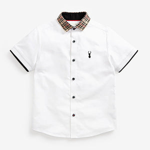 White Shirt With Check Collar (3-12yrs)