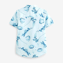 Load image into Gallery viewer, Blue Floral Short Sleeve Printed Shirt (3-12yrs)
