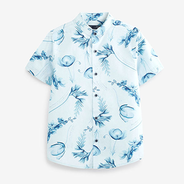 Blue Floral Short Sleeve Printed Shirt (3-12yrs)