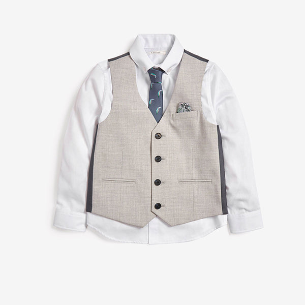 Grey Waistcoat, Shirt & Tie Set (3-12yrs)