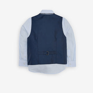 Navy Blue Waistcoat, Shirt And Tie Set (3-12yrs)