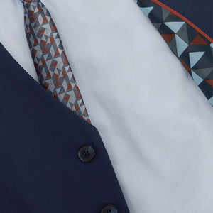 Navy Blue Waistcoat, Shirt And Tie Set (3-12yrs)